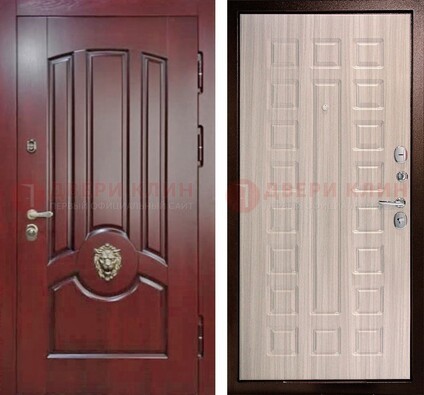 Темно-красная входная дверь с виноритом ДВТ-234 в Санкт-Петербурге