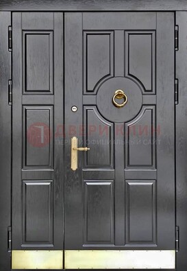 Черная металическая дверь с виноритом для дома ДВТ-241 в Санкт-Петербурге