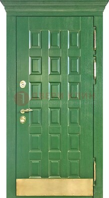 Входная зеленая дверь с виноритом для коттеджа ДВТ-249 в Санкт-Петербурге