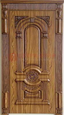 Коричневая металлическая дверь с виноритом ДВТ-61 в Санкт-Петербурге