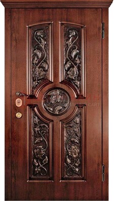 Филенчатая металлическая дверь с виноритом и резьбой ДВТ-69 в Курске