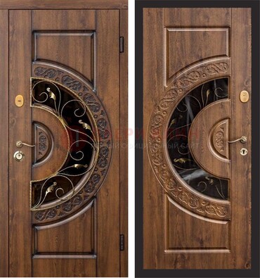 Металлическая дверь с виноритом и панелью Золотой Дуб ДВТ-71 в Санкт-Петербурге