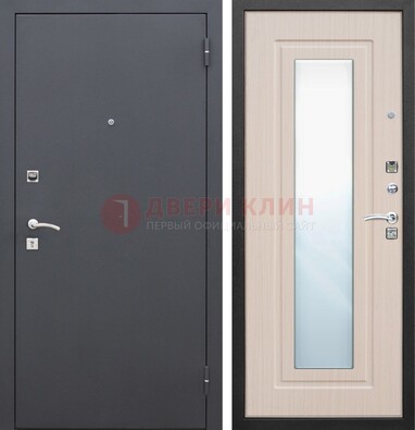 Черная входная дверь с зеркалом МДФ внутри ДЗ-31 в Санкт-Петербурге
