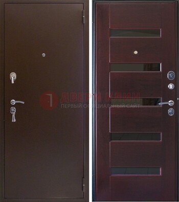 Темная железная дверь с зеркалом ДЗ-42 в Троицке