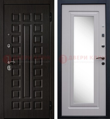 Черная филенчатая металлическая дверь МДФ с зеркалом ДЗ-83 в Санкт-Петербурге