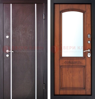 Входная дверь с МДФ и МДФ внутри с зеркалом ДЗ-88 в Перми